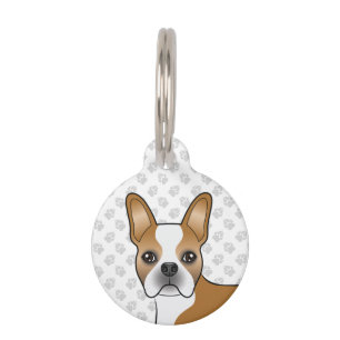 Fawn Boston Terrier Cartoon Dog Head & Paws Haustiermarke