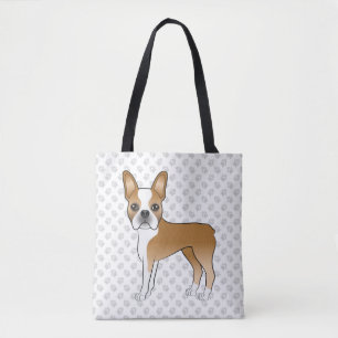 Fawn Boston Terrier Niedlich Cartoon Dog & Gray Pa