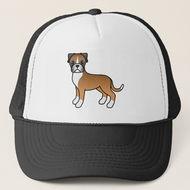Fawn Boxer Dog Niedlich Cartoon Dog Illustration Truckerkappe (Vorderseite)