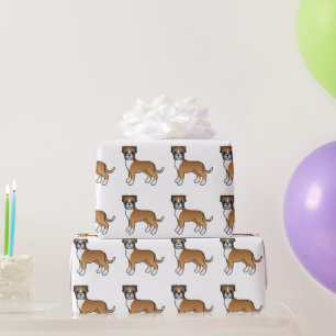 Fawn Boxer Niedlich Cartoon Dog Muster Geschenkpapier