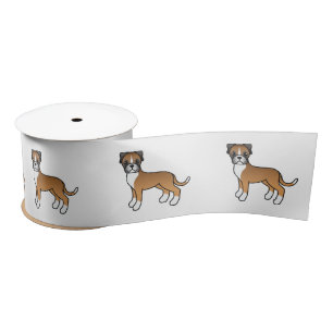 Fawn Boxer Niedlich Cartoon Dog Satinband