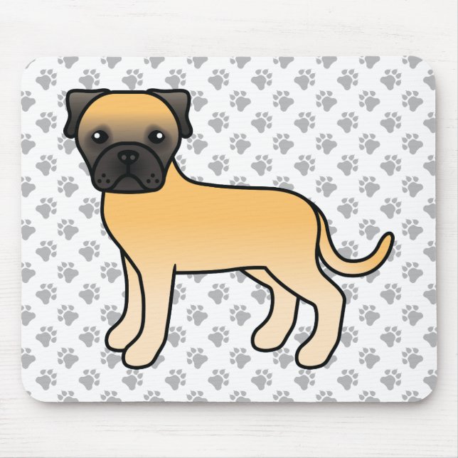 Fawn Bullmastiff Niedlich Cartoon Dog Mousepad (Vorne)