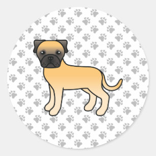 Fawn Bullmastiff Niedlich Cartoon Dog Runder Aufkleber