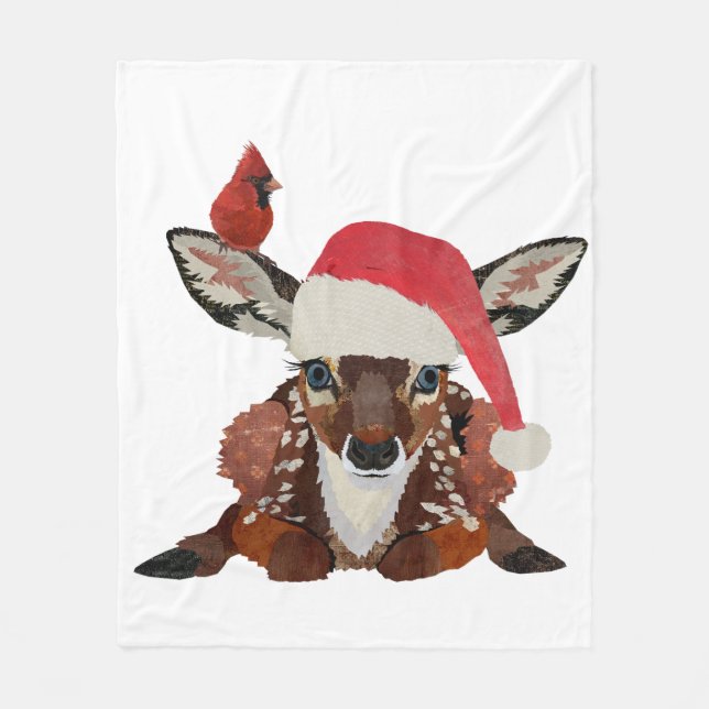 FAWN & CARDINAL CHRISTMAS  FLEECEDECKE (Vorderseite)