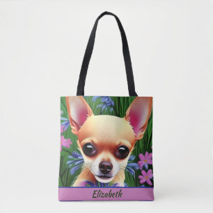 Fawn Chihuahua Welpe in Blume Meadow Personalisier