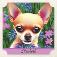 Fawn Chihuahua Welpe in Blume Meadow Personalisier