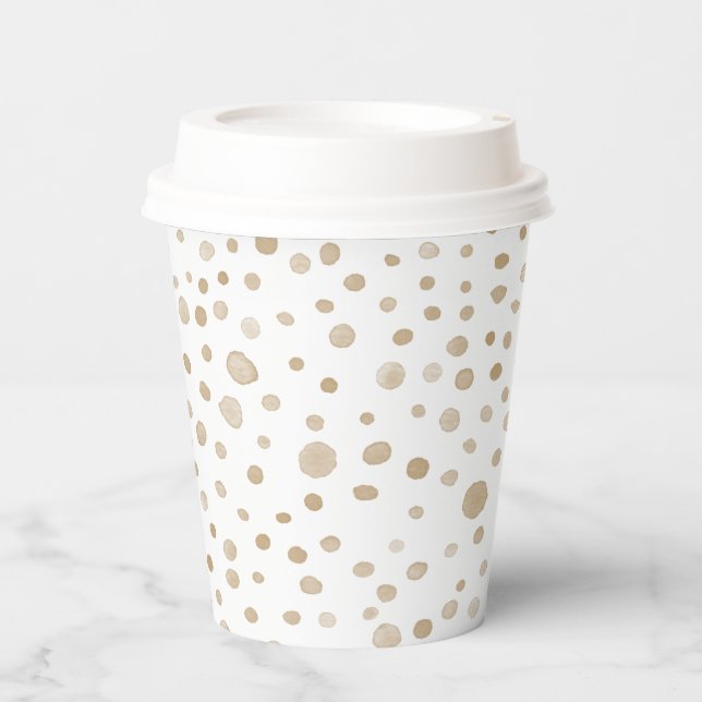 Fawn Confetti Wasserfarbe Dots Paper Cup Pappbecher (Vorderseite)