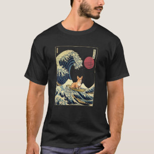 Fawn Corgi Japanisch Kanagawa Wave Surf Dog T-Shirt