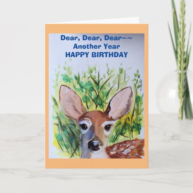 Fawn Deer Happy Birthday Blank Grußkarten Dankeskarte (Vorderseite)