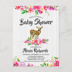 Fawn Deer Watercolor Bloral Baby Shower Einladung