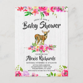 Fawn Deer Watercolor Bloral Baby Shower Einladung
