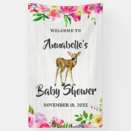 Fawn Deer Watercolor Floral Baby Dusche Willkommen Banner