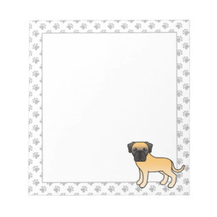 Fawn English Mastiff Niedlich Cartoon Dog Notizblock
