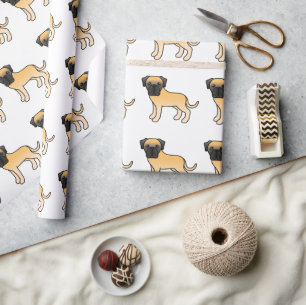 Fawn English Mastiff Niedlich Cartoon Dog Pattern Geschenkpapier