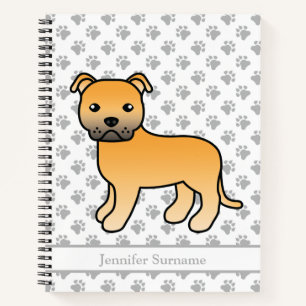 Fawn English Staffie Niedlich Cartoon Dog & Text Notizbuch
