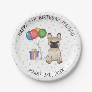Fawn French Bulldog Cartoon Dog - Geburtstag Pappteller