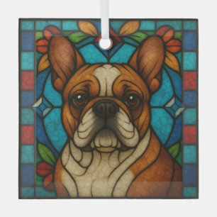 Fawn French Bulldog Dog "Stains Glass" Ornament Aus Glas