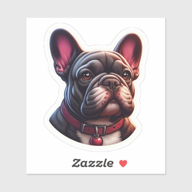 Fawn French Bulldog Gravur Portrait Aufkleber (Blatt)