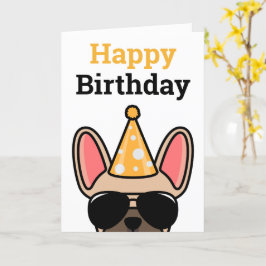 Fawn French Bulldog Happy Birthday Card Karte