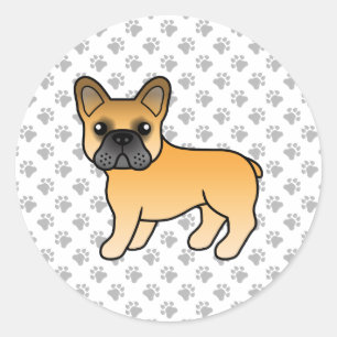 Fawn French Bulldog Niedlich Cartoon Dog Runder Aufkleber