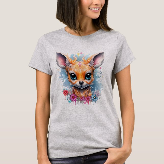 Fawn frolcking niedlich Faachtstidee T-Shirt (Vorderseite)