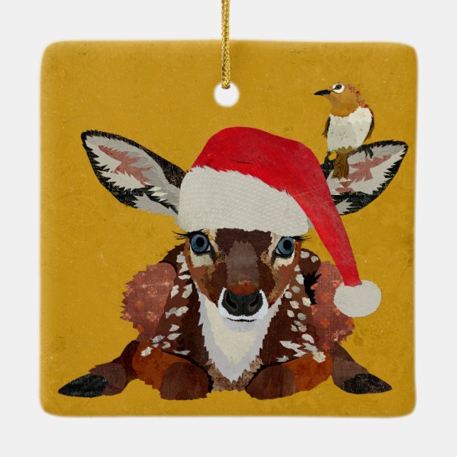 FAWN & GOLDEN BIRD CHRISTMAS KERAMIKORNAMENT (Rückseite)