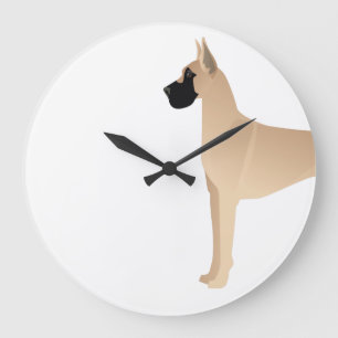 Fawn Great Dane Dog Breed Illustration Silhouette Große Wanduhr