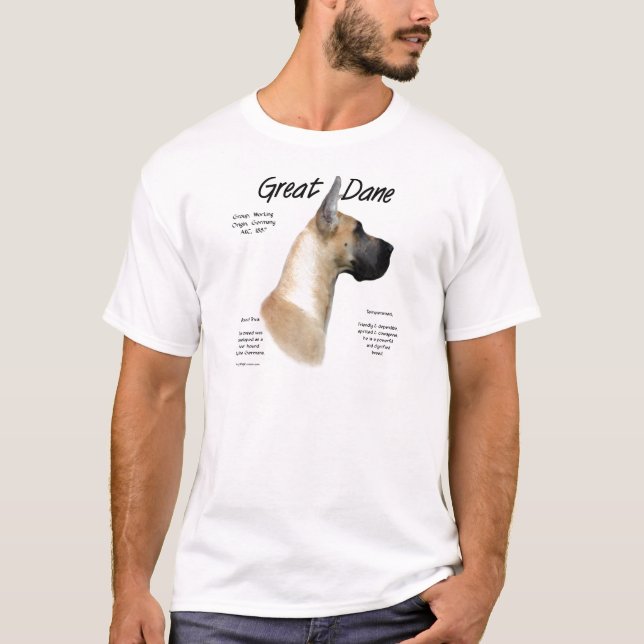 Fawn Great Dane History Design T-Shirt (Vorderseite)