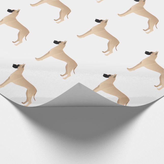 Fawn Great Dane Hund Rasse Illustration Silhouette Geschenkpapier (Ecke)