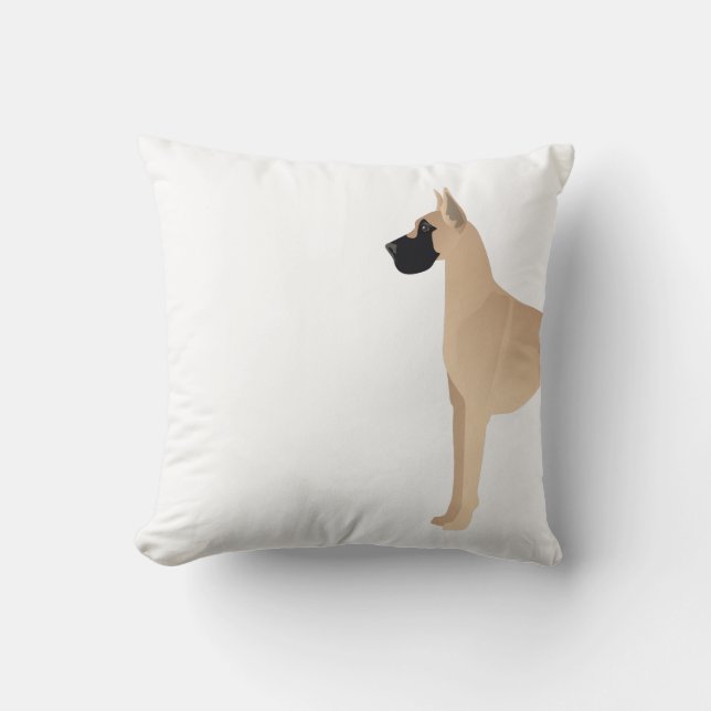 Fawn Great Dane Hund Rasse Illustration Silhouette Kissen (Vorderseite)