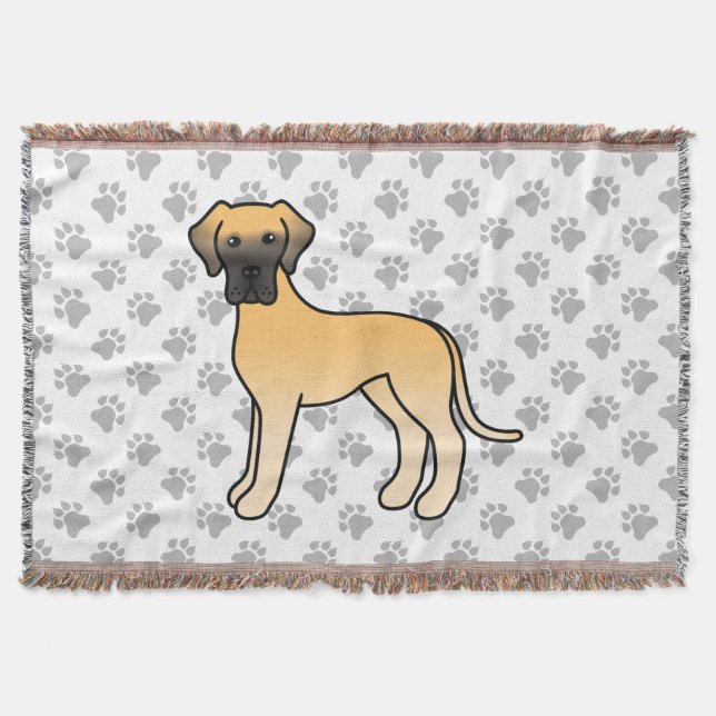 Fawn Great Dane Niedlich Cartoon Dog Decke (Vorderseite)