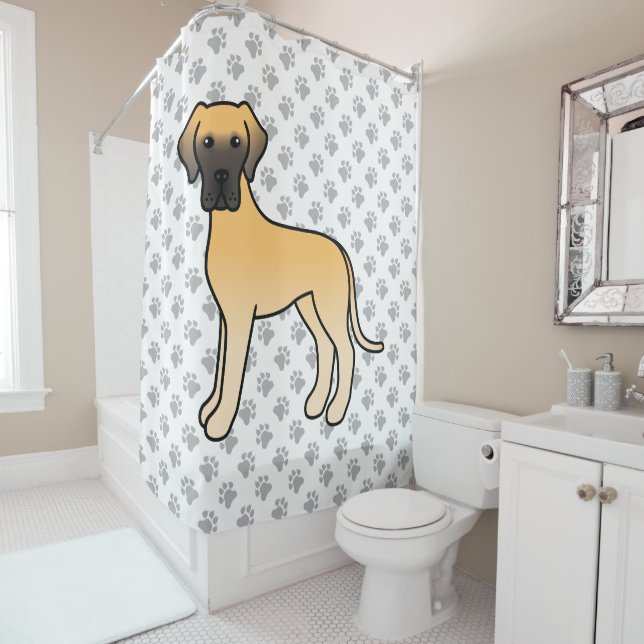 Fawn Great Dane Niedlich Cartoon Dog Duschvorhang (Beispiel)