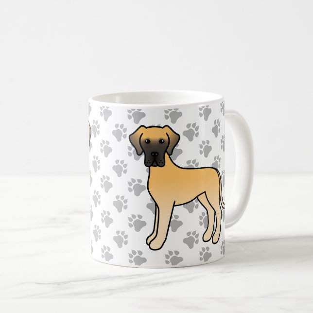 Fawn Great Dane Niedlich Cartoon Dog Kaffeetasse (VorderseiteRechts)