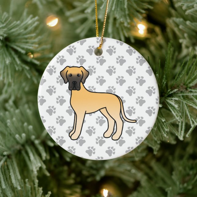 Fawn Great Dane Niedlich Cartoon Dog Keramik Ornament (Baum)