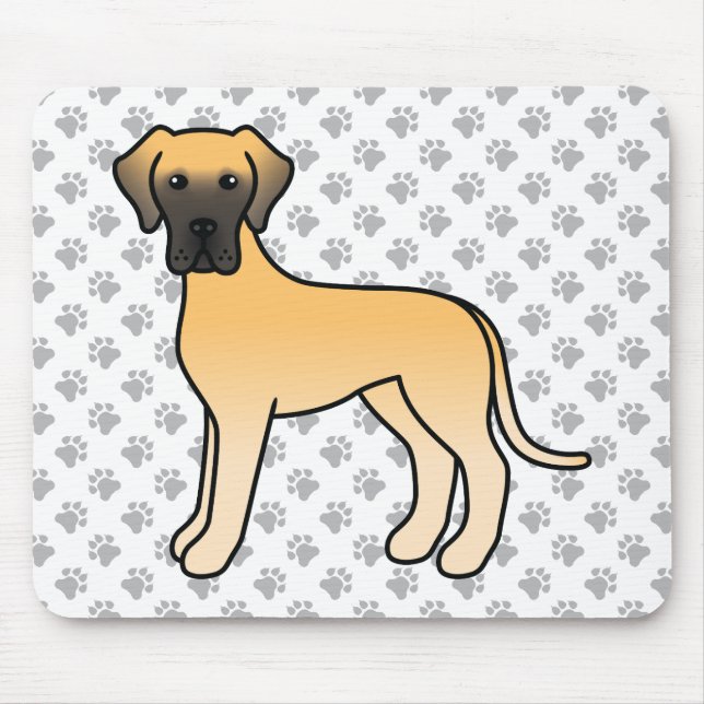 Fawn Great Dane Niedlich Cartoon Dog Mousepad (Vorne)