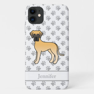 Fawn Great Dane Niedlich Cartoon Dog & Name Case-Mate iPhone Hülle