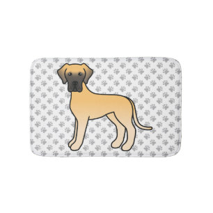 Fawn Great Dane Niedlich Cartoon Dog & Paws Badematte