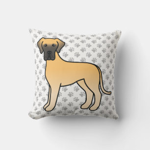 Fawn Great Dane Niedlich Cartoon Dog & Paws Kissen