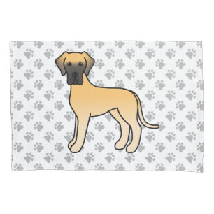Fawn Great Dane Niedlich Cartoon Dog & Paws Kissenbezug