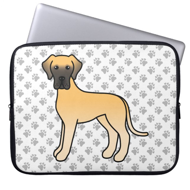 Fawn Great Dane Niedlich Cartoon Dog & Paws Laptopschutzhülle (Vorderseite)