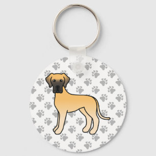 Fawn Great Dane Niedlich Cartoon Dog Schlüsselanhänger