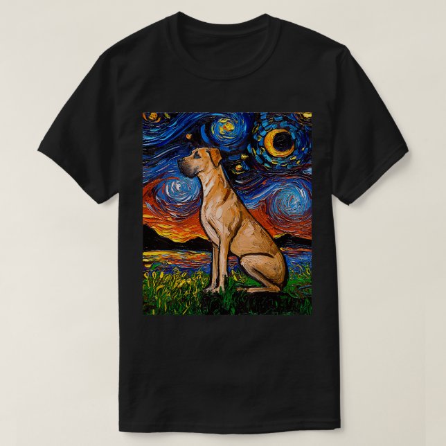 Fawn Great Dane Starry Night T-Shirt (Design vorne)