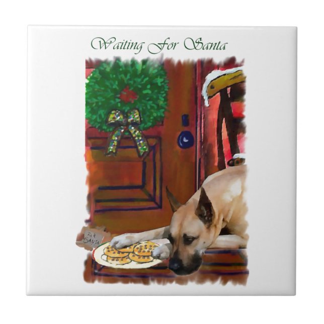 Fawn Great Dane Weihnachten Fliese (Vorderseite)