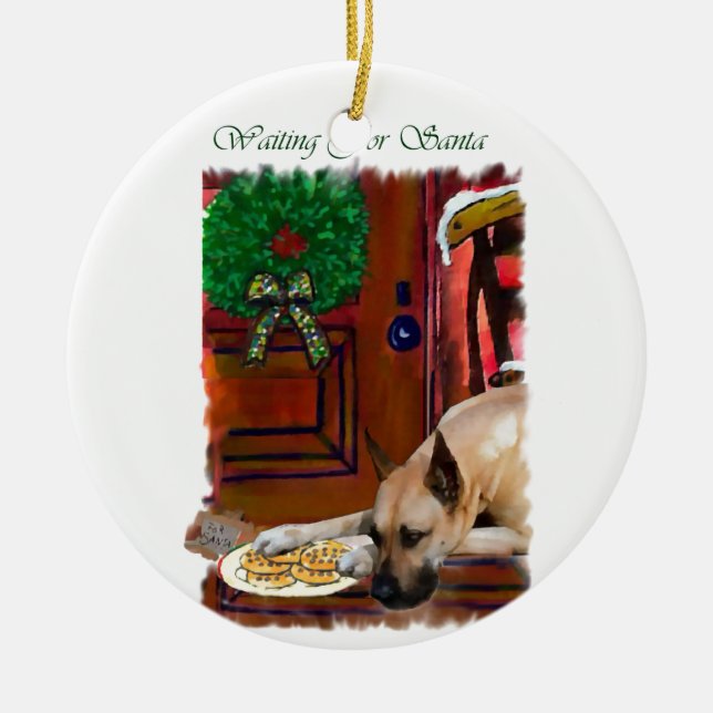Fawn Great Dane Weihnachten Keramikornament (Vorne)