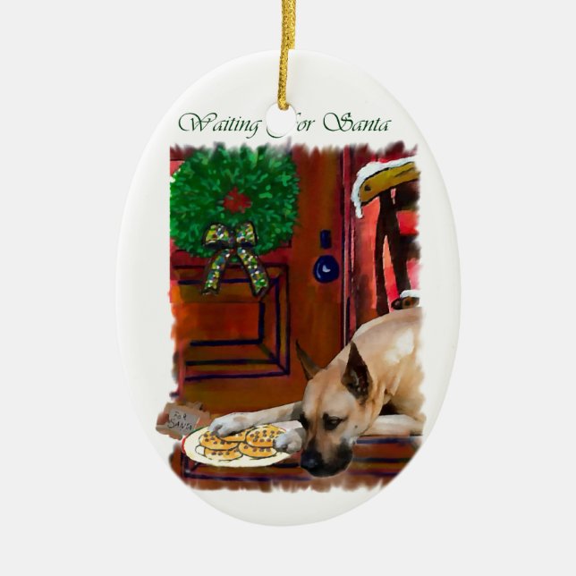 Fawn Great Dane Weihnachten Keramikornament (Vorne)
