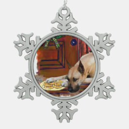 Fawn Great Dane Weihnachten Schneeflocken Zinn-Ornament