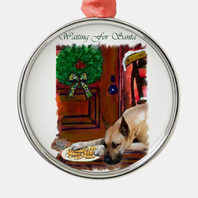 Fawn Great Dane Weihnachten Silbernes Ornament (Vorne)