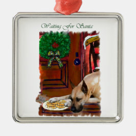 Fawn Great Dane Weihnachten Silbernes Ornament