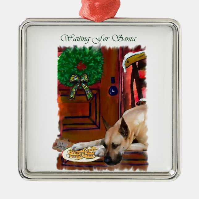 Fawn Great Dane Weihnachten Silbernes Ornament (Vorne)