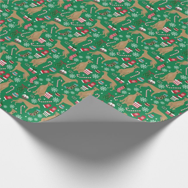 Fawn Greyhound Weihnachtshund Geschenkpapier (Ecke)